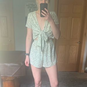 Tie front romper